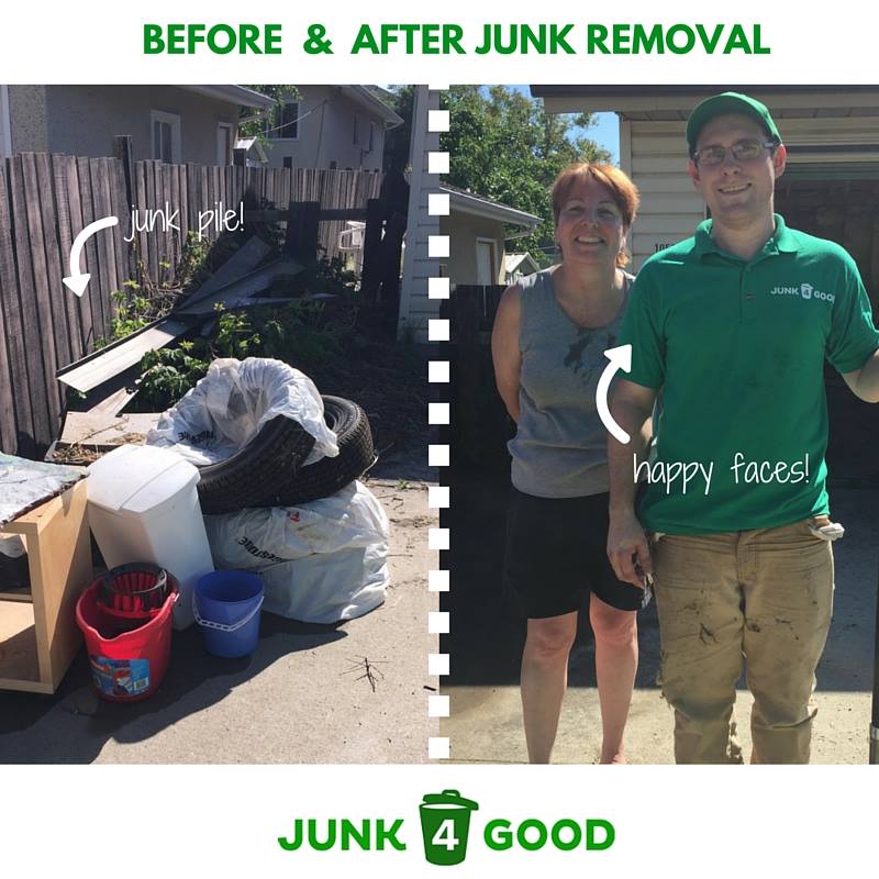 happy customer after junk removal services
