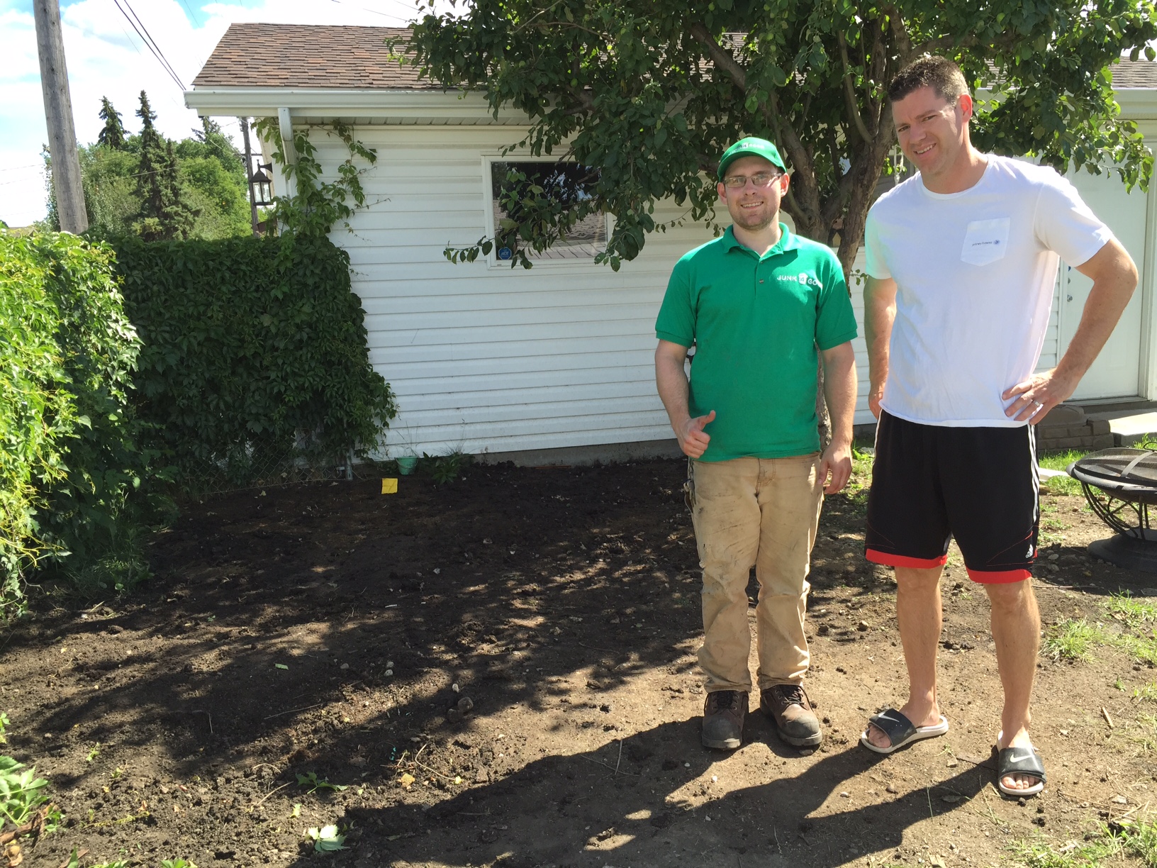 Clean yard after yard waste removal.