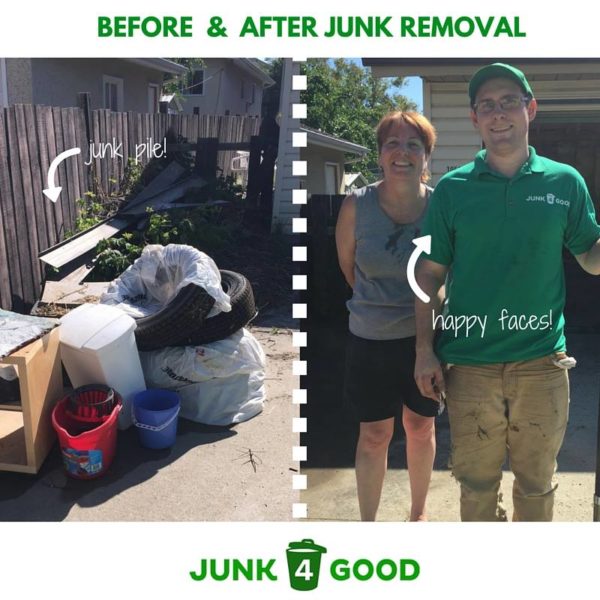 Before and after household trash removal